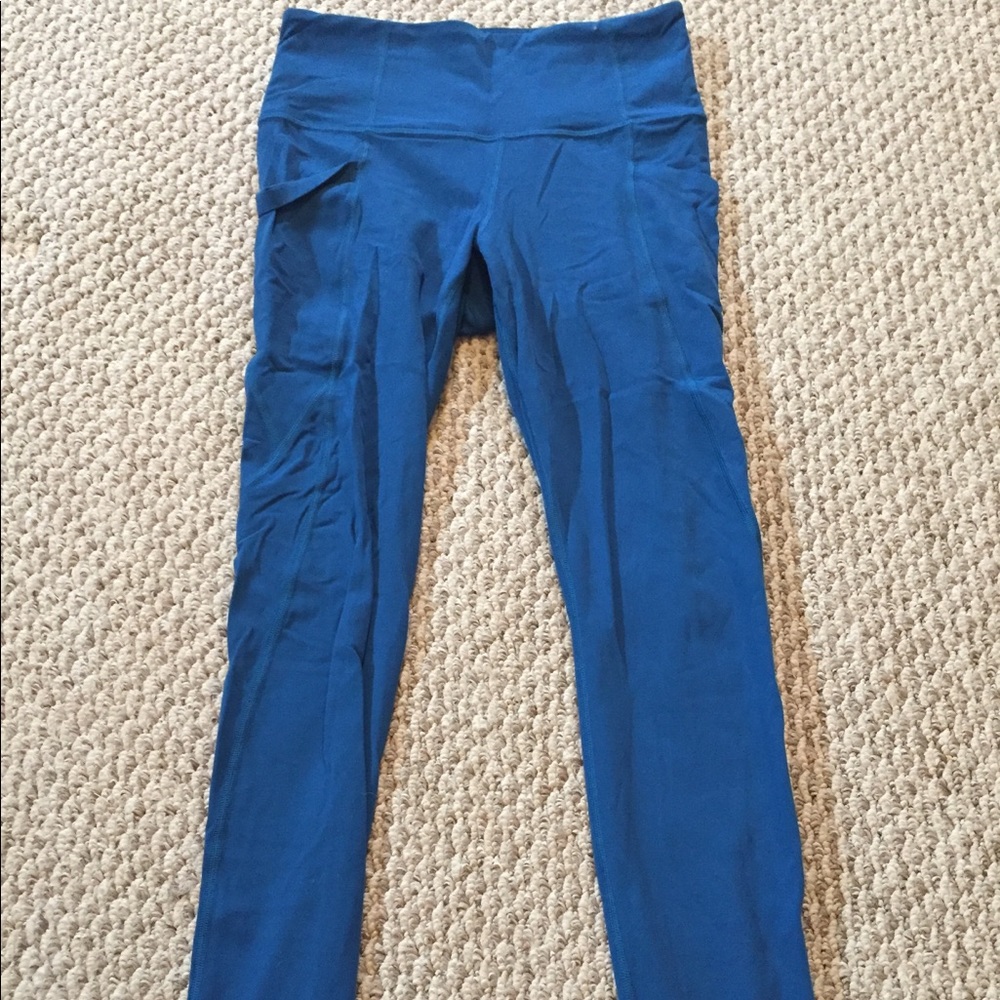 Athleta Blue Leggings Pockets Size Small S